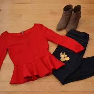 Alice and Olivia Red Peplum Top, Size XS, EUC